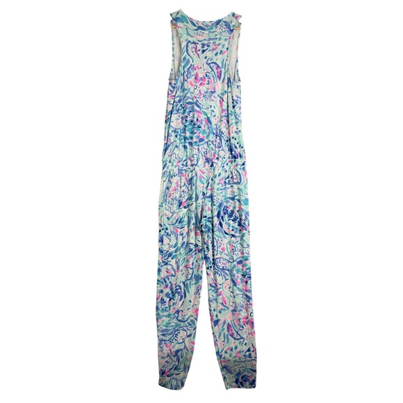 Lilly Pulitzer Breakwater Party Wave Paulina Jumpsuit Women's Size S Blue - Picture 2 of 7